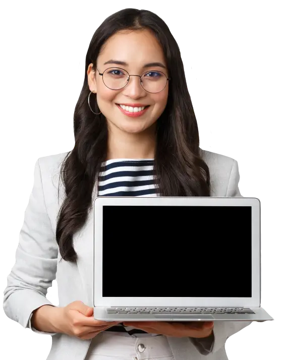 Young lady holding a laptop